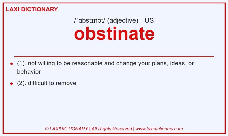 Definition obstinate in American English