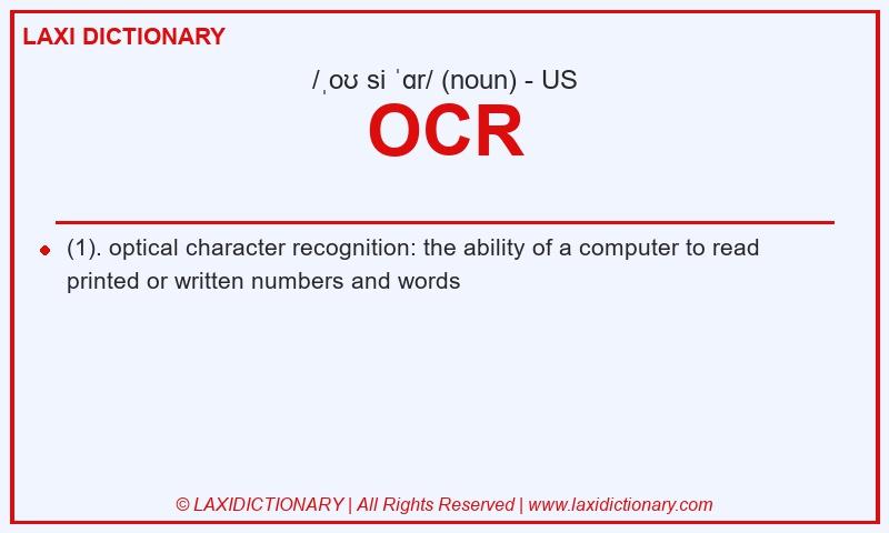 Definition OCR in American English