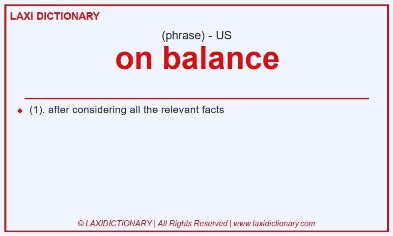 Definition on balance in American English