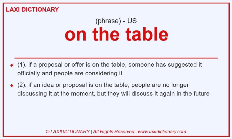 Definition on the table in American English
