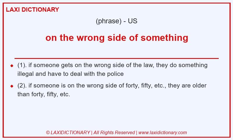 Definition on the wrong side of something in American English