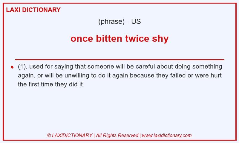 Definition once bitten twice shy in American English