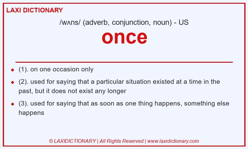 Definition once in American English