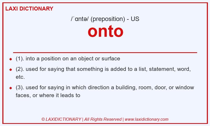 Definition onto in American English