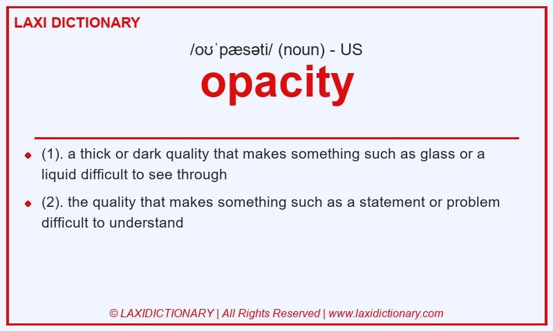 Definition opacity in American English