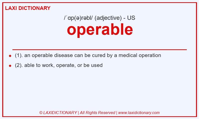 Definition operable in American English