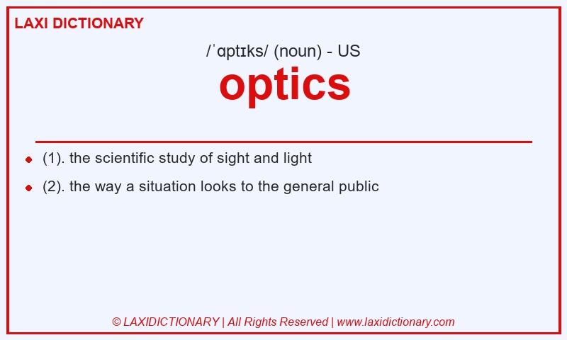 Definition optics in American English