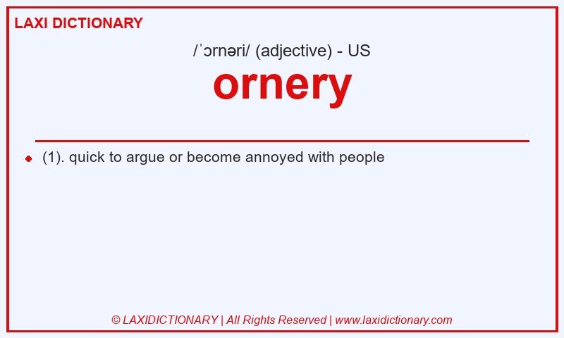 Definition ornery in American English