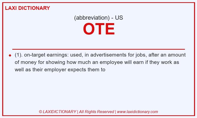 Definition OTE in American English