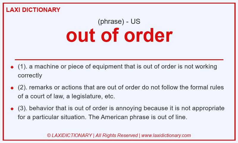 Definition out of order in American English