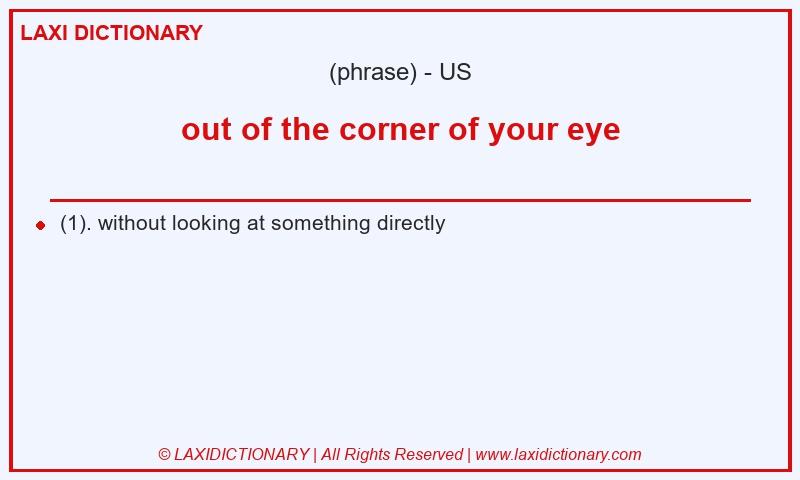Definition out of the corner of your eye in American English
