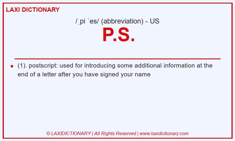 Definition P.S. in American English
