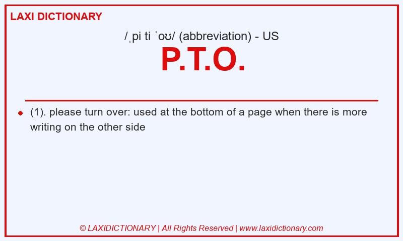 Definition P.T.O. in American English