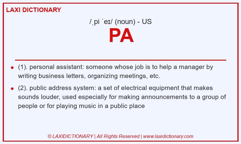 Definition PA in American English