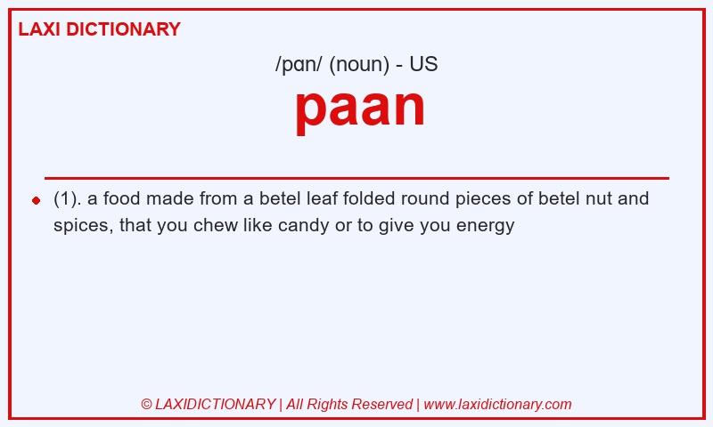 Definition paan in American English
