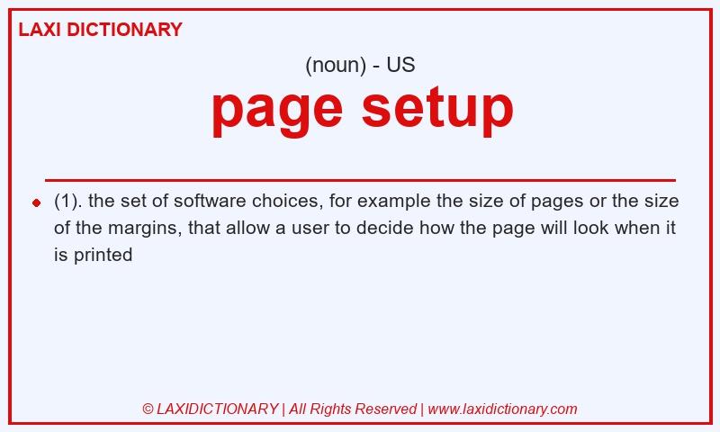 Definition page setup in American English