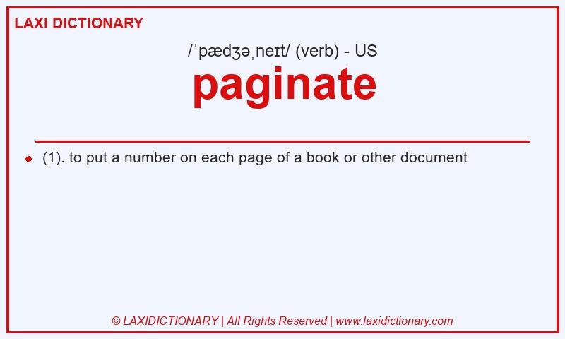 Definition paginate in American English