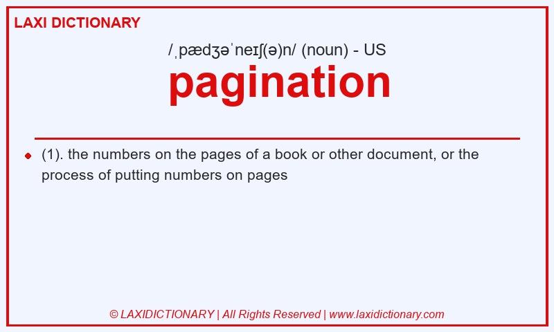 Definition pagination in American English