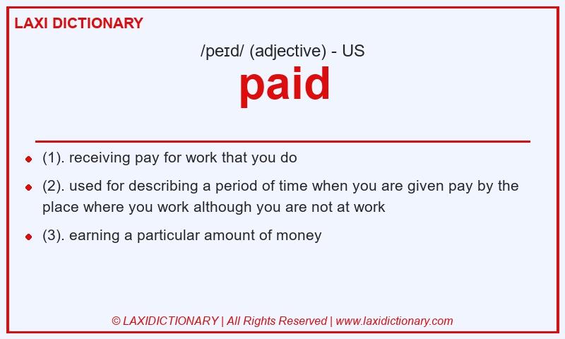 Definition paid in American English