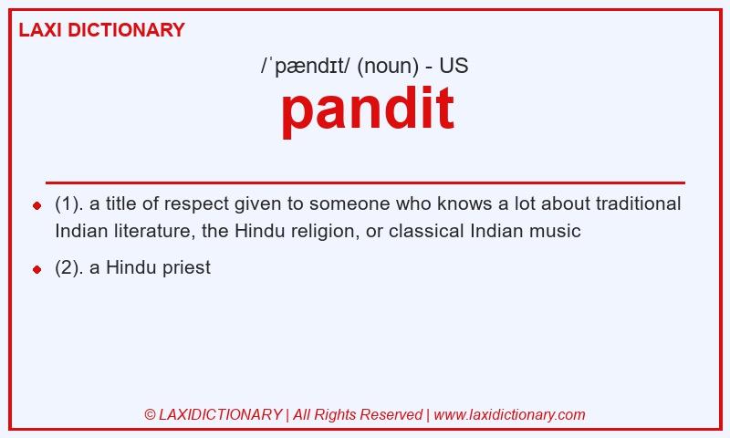 Definition pandit in American English