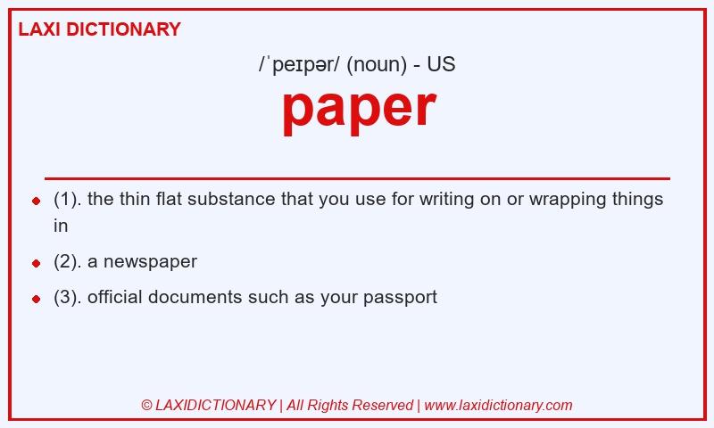 Definition paper in American English