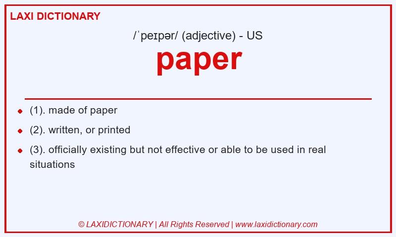 Definition paper in American English