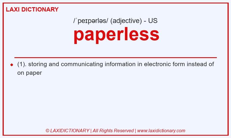 Definition paperless in American English