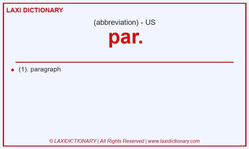 Definition par. in American English