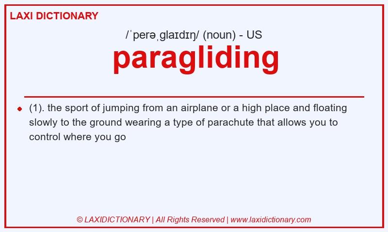 Definition paragliding in American English