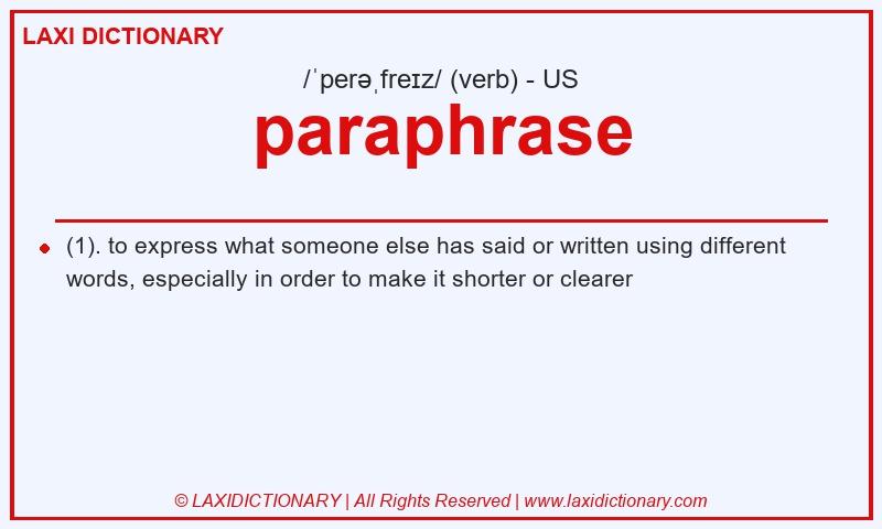 Definition paraphrase in American English