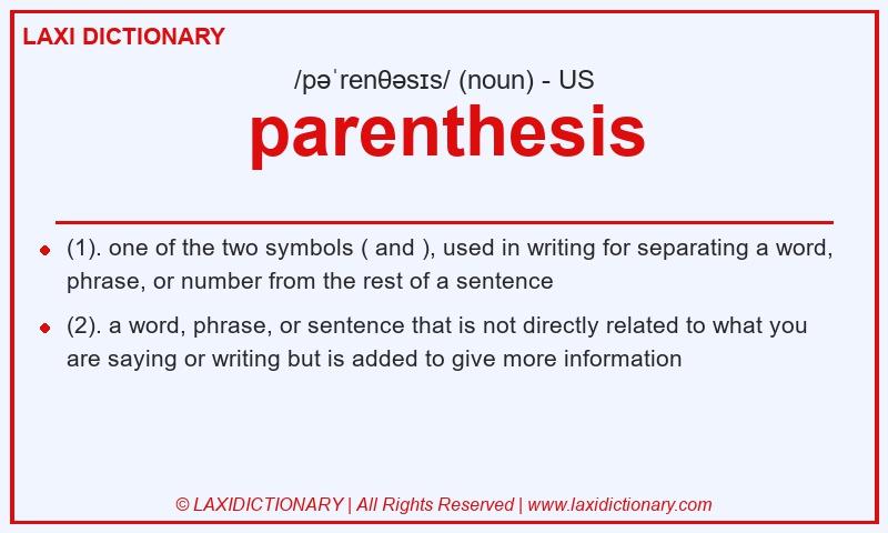 Definition parenthesis in American English