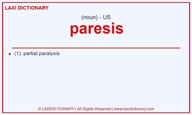 Definition paresis in American English