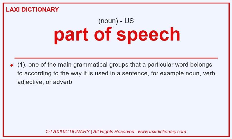 Definition part of speech in American English