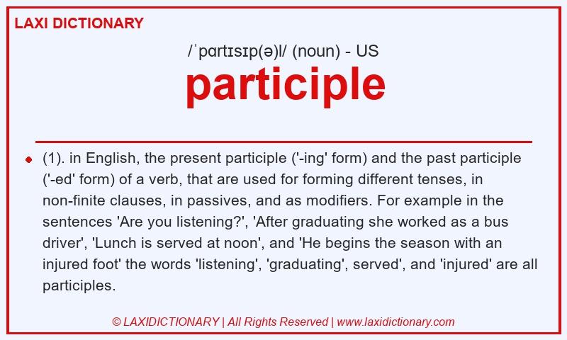 Definition participle in American English