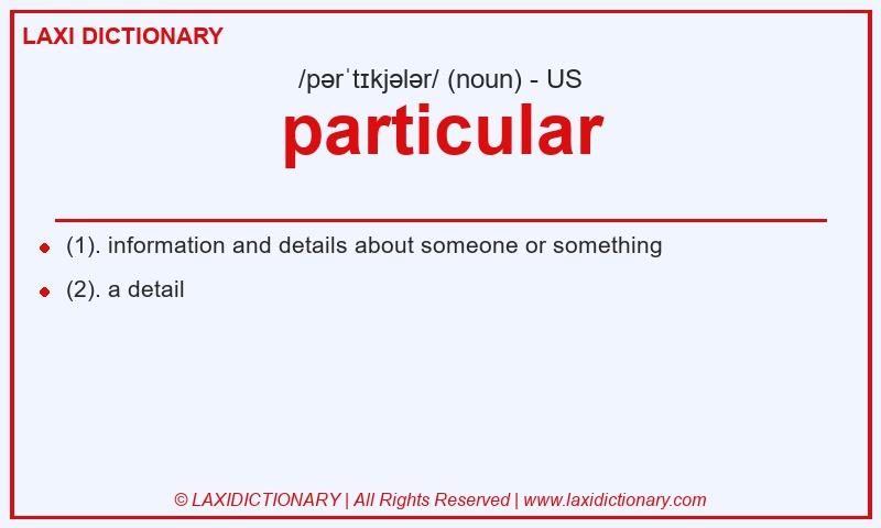 Definition particular in American English