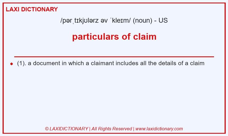 Definition particulars of claim in American English