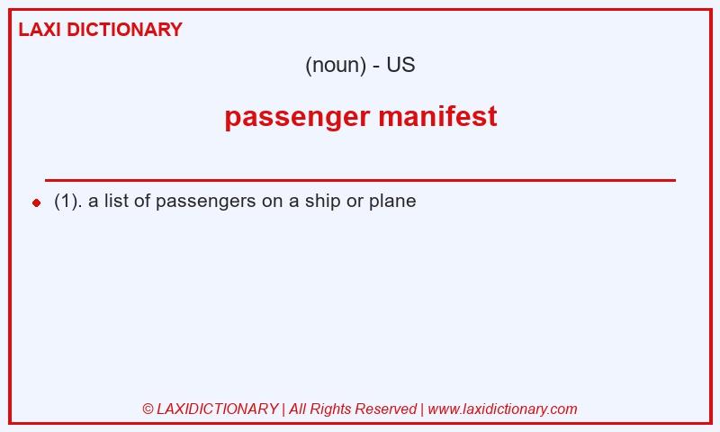 Definition passenger manifest in American English