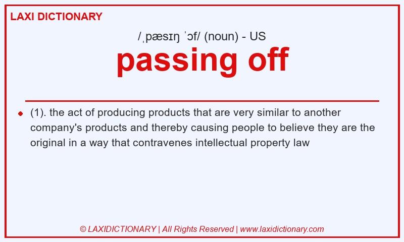 Definition passing off in American English