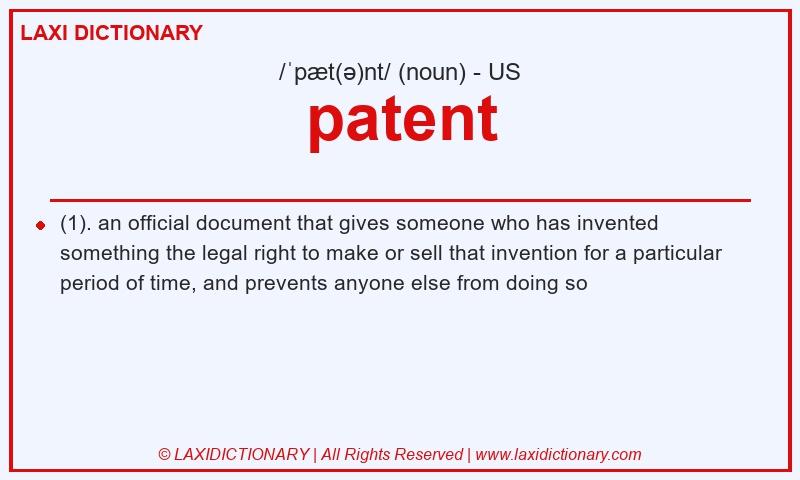 Definition patent in American English