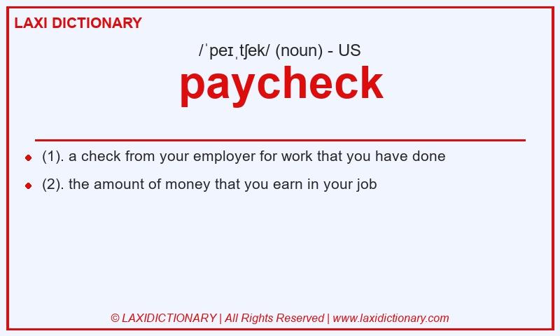 Definition paycheck in American English