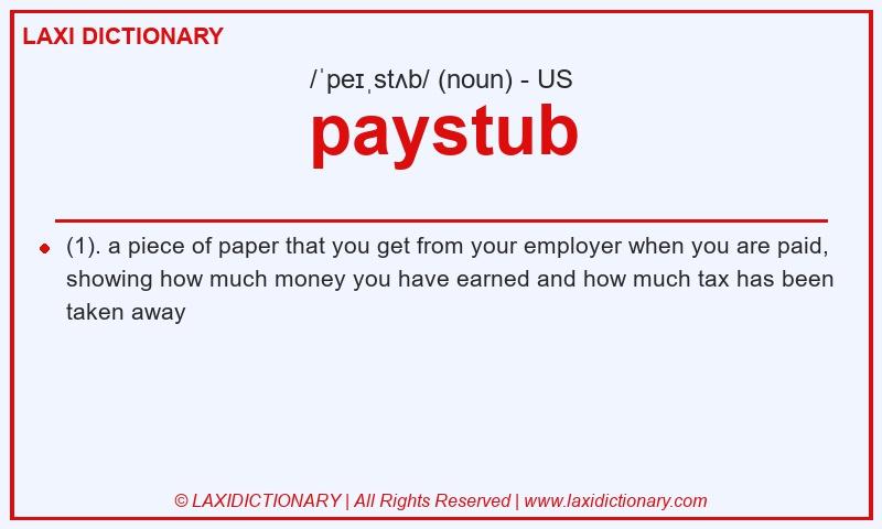 Definition paystub in American English