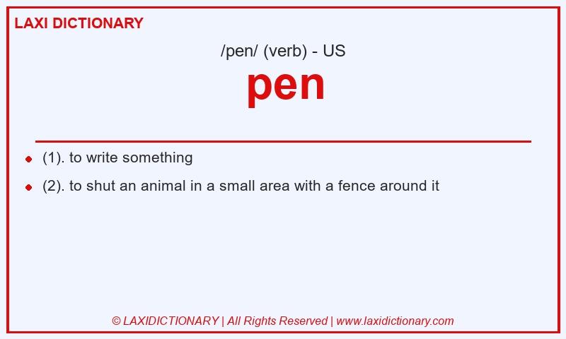Definition pen in American English
