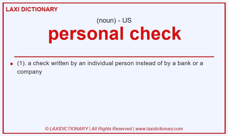Definition personal check in American English