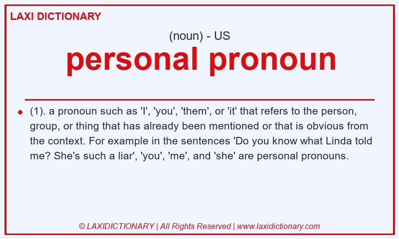 Definition personal pronoun in American English