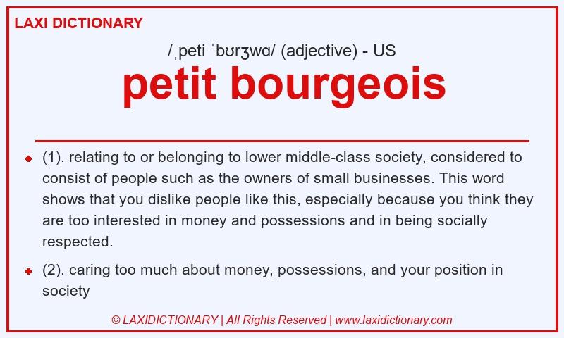 Definition petit bourgeois in American English
