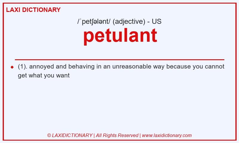 Definition petulant in American English
