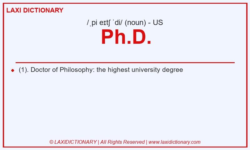 Definition Ph.D. in American English