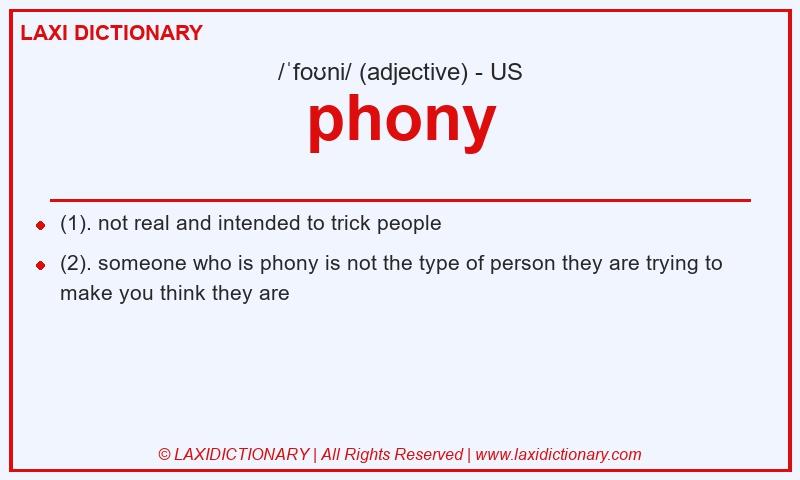 Definition phony in American English