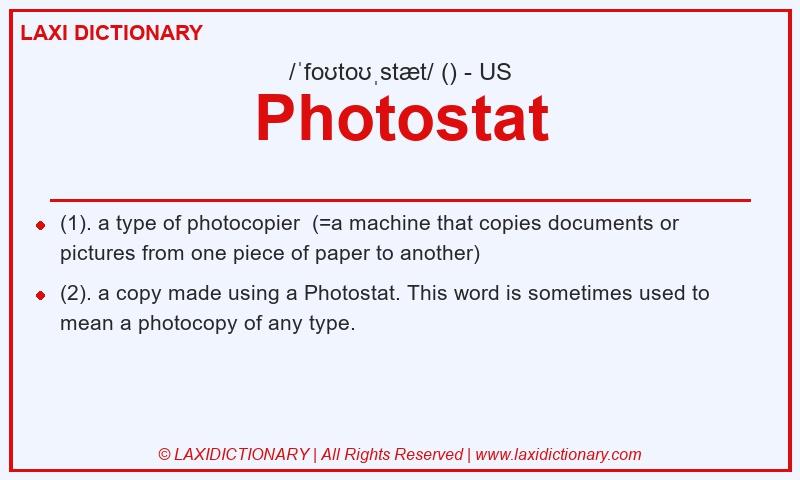 Definition Photostat in American English