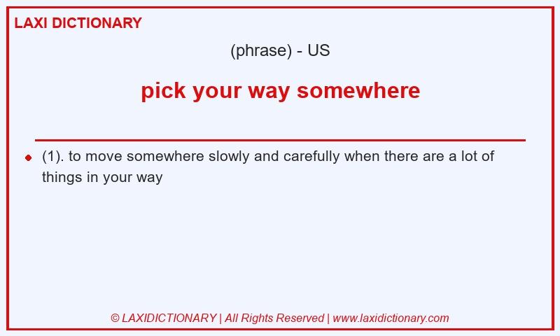Definition pick your way somewhere in American English